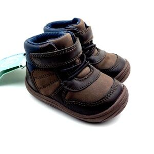 Stride Rite Baby Shoes Size 4M Boys Hightop Sneakers Brown Quillo Memory Foam